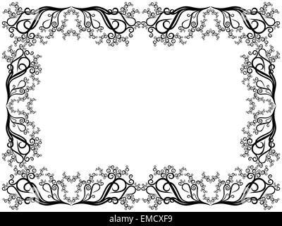 Black and white frame with floral elements Stock Vector