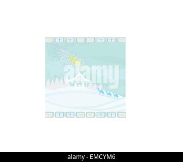 Biblical scene - birth of Jesus in Bethlehem. Stock Vector
