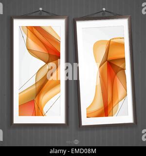 Two  Frames Of Picture On A Striped Old Wall. Stock Vector