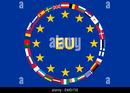 Flag EU with flags of countries Stock Vector