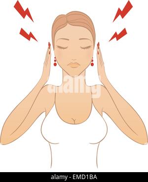 Woman with headache Stock Vector