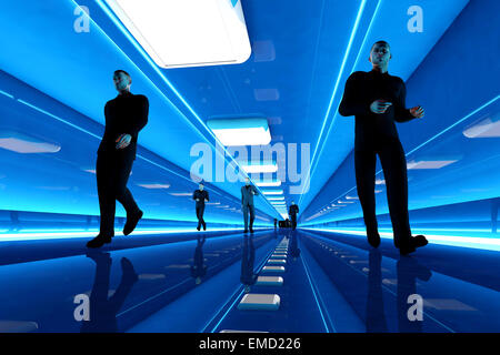 Business men walking down a airport corridor. 3D rendered Illustration. Stock Photo