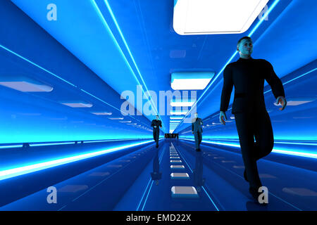 Business men walking down a airport corridor. 3D rendered Illustration. Stock Photo