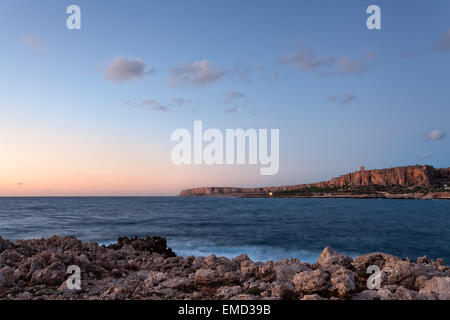 San Vito lo Capo, Sicily : pastel sunset on the mediterranean sea Stock Photo