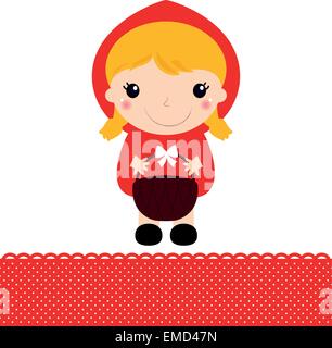 Little Red riding hood with basket isolated on white Stock Vector