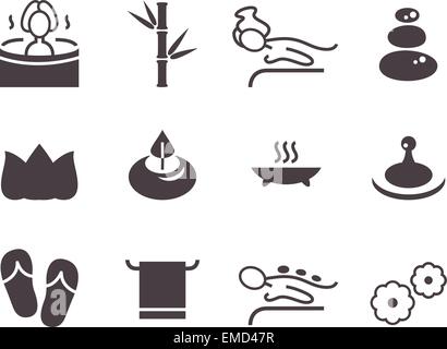 Simple Spa and wellness icons set isolated on white Stock Vector