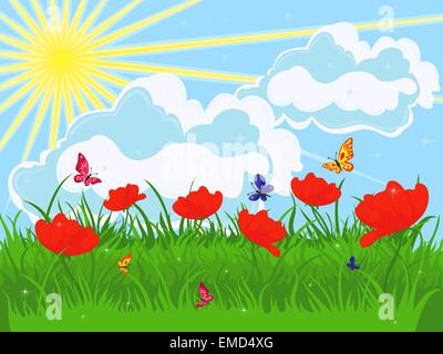 Meadow in early summer Stock Vector