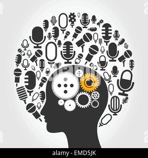 Microphone a head Stock Vector