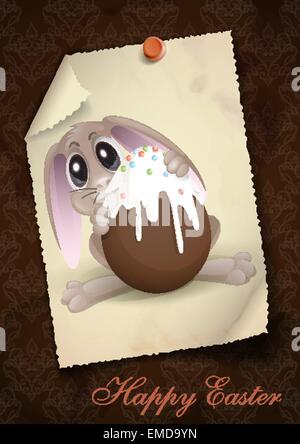 Easter Bunny With Chocolate Egg. Stock Vector