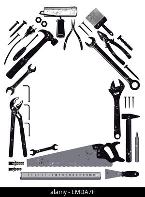 Tool in house shape Stock Vector