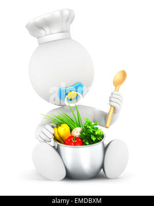 3d white people baby cooks, isolated white background, 3d image Stock Photo