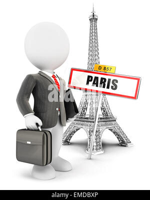 3d white people businessman in Paris, isolated white background, 3d image Stock Photo
