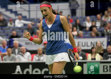 French tennis player Caroline Garcia during the semifinal Czech Republic vs. France Fed Cup match against Petra Kvitova in Ostrava, Czech Republic, April 19, 2015. (CTK Photo/Petr Sznapka) Stock Photo