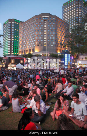 Canada, Quebec, Montreal, Place des Festivals,  Jazz Festival, crowd, Stock Photo