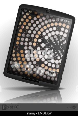 Tablet Pc With Mosaic Wallpaper. Stock Vector