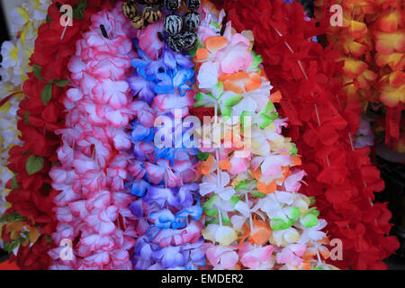 Hawaii, Oahu, Honolulu, flower leis, Stock Photo