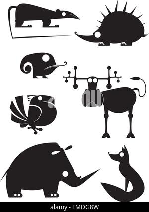 Original art animal silhouettes Stock Vector