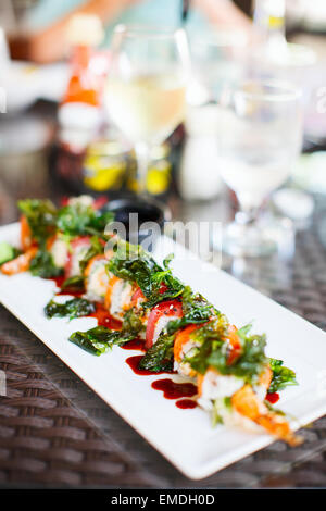 Japanese cuisine sushi rolls Stock Photo