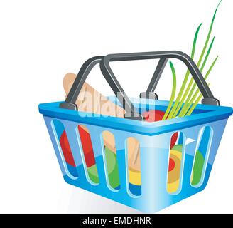 Basket with food Stock Vector