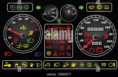 Tachometers and dashboard icons Stock Vector