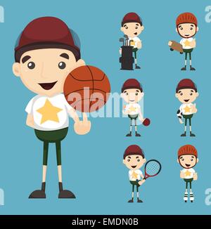Set of boy and sport Stock Vector