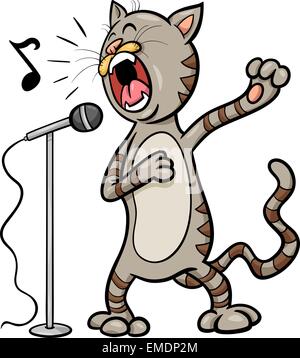 singing cat cartoon illustration Stock Vector