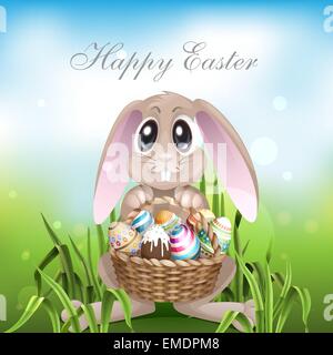 The Easter Bunny With A Basket Full Stock Vector