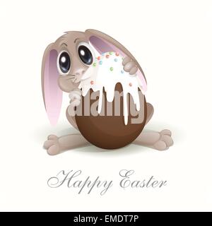 Bunny Carrying Easter Egg Isolated Coloring Page Stock Vector Image ...