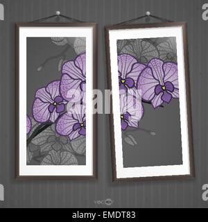 Two  Frames Of Picture On A Striped Old Wall Stock Vector