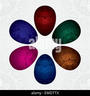 Background with colorful decorated easter eggs Stock Vector