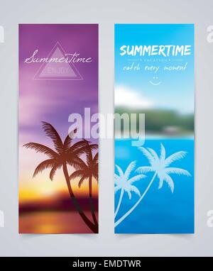 Palm silhouettes cards Stock Vector