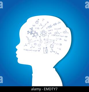 Child head with education icons Stock Vector