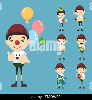 Set of boy birthday and celebration Stock Vector