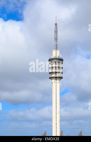 Former TV tower in Lelystad, Netherlands. The tower is now used as a computer data center. Stock Photo