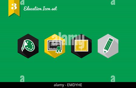 Back to school flat icons set collection Stock Vector