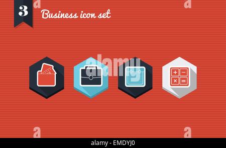 Corporate business flat icons set Stock Vector