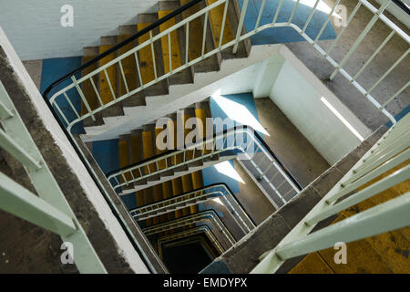 Old spiral stairwell in a multistorey carpark UK