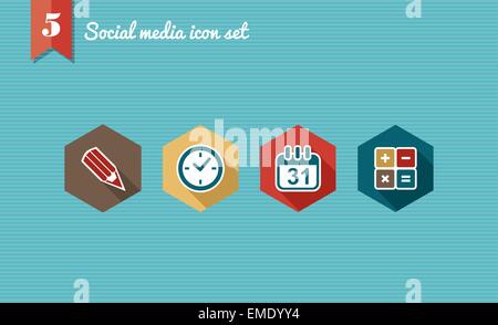 Social media flat icons set collection Stock Vector