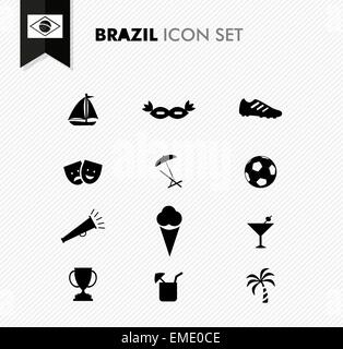 Brazil soccer icons set Stock Vector