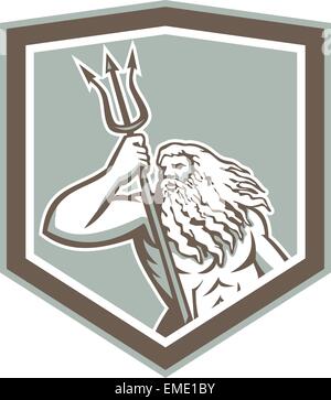 Illustration of Roman god of sea Neptune or Poseidon of Greek mythology ...