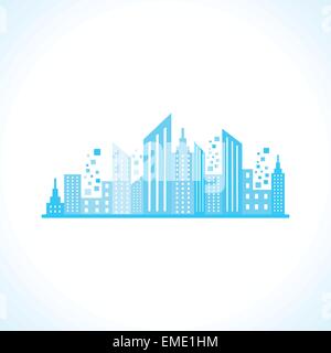 Illustration of abstract blue building design with bridge Stock Vector ...