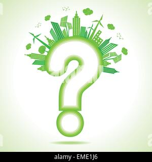 Illustration of ecology concept with question mark- save nature Stock Vector