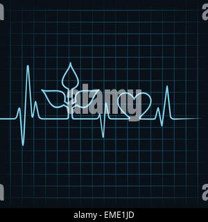 Heartbeat make leaf and heart icon stock vector Stock Vector