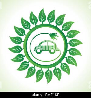 Eco car inside the leaf background stock vector Stock Vector