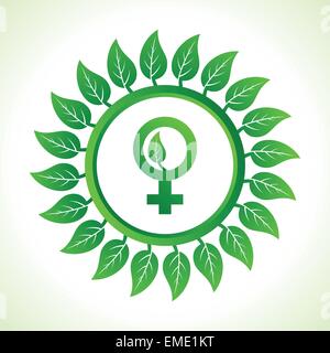 Eco female symbol inside the leaf background stock vector Stock Vector