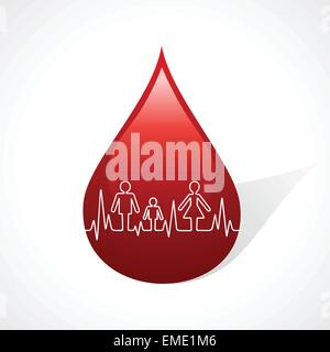 Heartbeat make family icon inside the blood drop stock vector Stock Vector