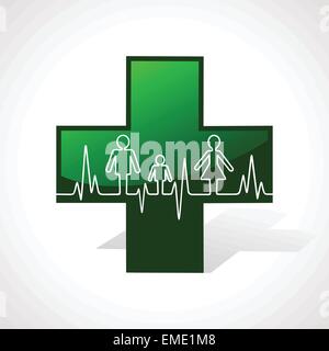 Heartbeat make family icon inside the medical symbol stock vector Stock Vector