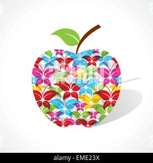Colorful butterfly make a apple stock vector Stock Vector