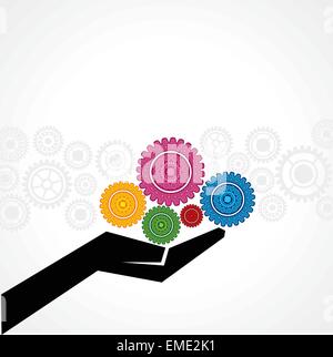 Businessman holds gear on his hand stock vector Stock Vector