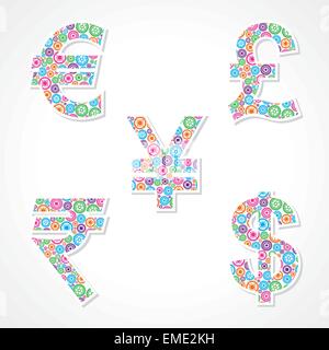 Group of gear make currency symbols stock vector Stock Vector